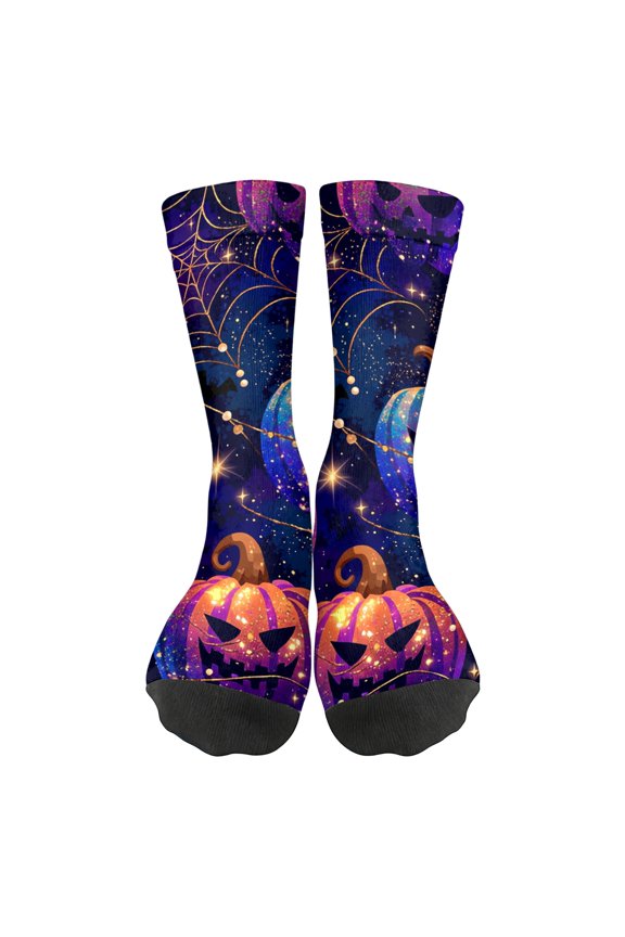 Unisex Halloween Printed Mid Calf Socks Elastic Ribbed Cuff 1 Pair Daily Socks