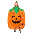 thumbnail image 1 of Unisex Pumpkin Costume Poncho, Novelty Felt Halloween Cape with Pumpkin Headband and Treat Bucket for Gift, B, One Size, 1 of 5