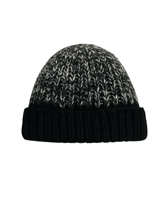 Unisex Hand-Knit Woolen Beanie Hat with Micro Fleece Lining for Cold and Windy Days -Black & White Pattern
