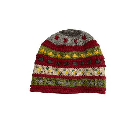 Unisex Hand-Knit Woolen Beanie Hat with Micro Fleece Lining for Cold and Windy Days -Multi Color Pattern