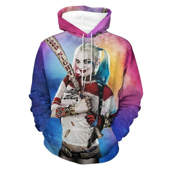 Unisex Harley Qu-in Pullover Hoodies 3D Print Novelty Sweatshirts Hoodie with Pocket for Men Women