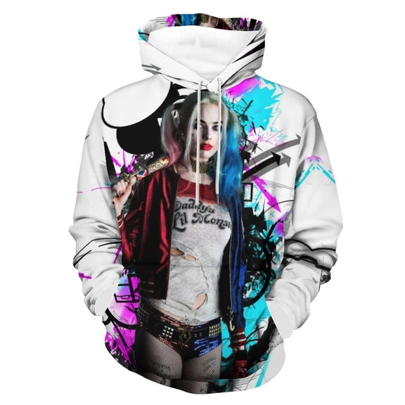 Unisex Harley Qu-in Pullover Hoodies 3D Print Novelty Sweatshirts Hoodie with Pocket for Men Women