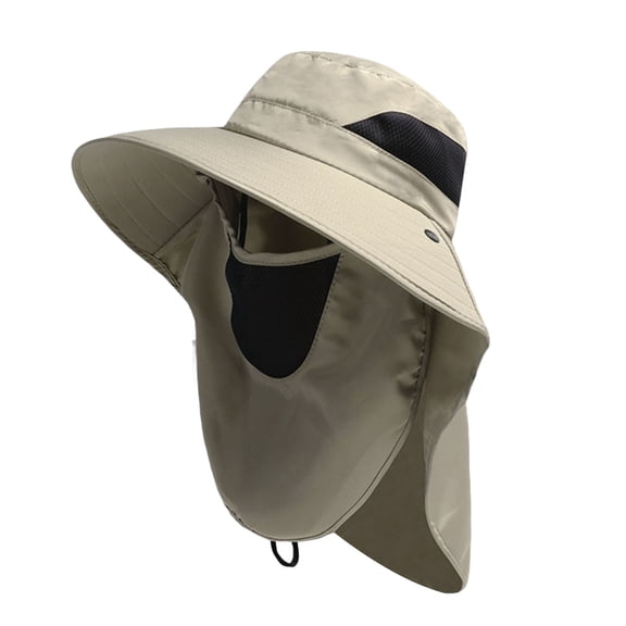 Unisex Hat Scarf Breathable Neck Protective Wide Brim Anti slip Full Windproof Fixed Strap Fishing Camping Cycling Fisherman Hat Scarf Headwear