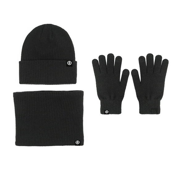 Unisex Hat Scarf Gloves Sets Men Women Knitted Cuffed Skull Cap Long Scarf Touch Screen Mittens Winter Warm Matching Set