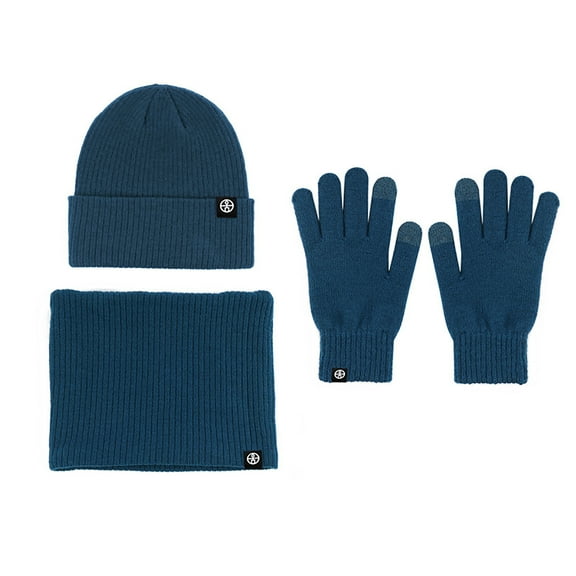 Unisex Hat Scarf Gloves Sets Men Women Knitted Cuffed Skull Cap Long Scarf Touch Screen Mittens Winter Warm Matching Set
