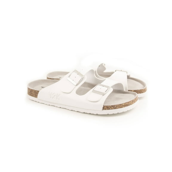 Unisex Havana Sandal, Vegan Leather, Flat Heel, Open Toe, Medium, White