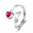 thumbnail image 1 of Unisex Heart Copper Ring Adjustable Opening With Diamond Studded Electroplating Heart Shape Ring For Daily Wear, 1 of 5