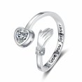 thumbnail image 1 of Unisex Heart Copper Ring Adjustable Opening With Diamond Studded Electroplating Heart Shape Ring For Daily Wear, 1 of 4