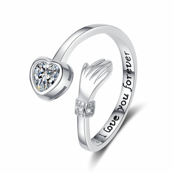 Unisex Heart Copper Ring Adjustable Opening With Diamond Studded Electroplating Heart Shape Ring For Daily Wear
