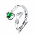 thumbnail image 1 of Unisex Heart Copper Ring Adjustable Opening With Diamond Studded Electroplating Heart Shape Ring For Daily Wear, 1 of 5