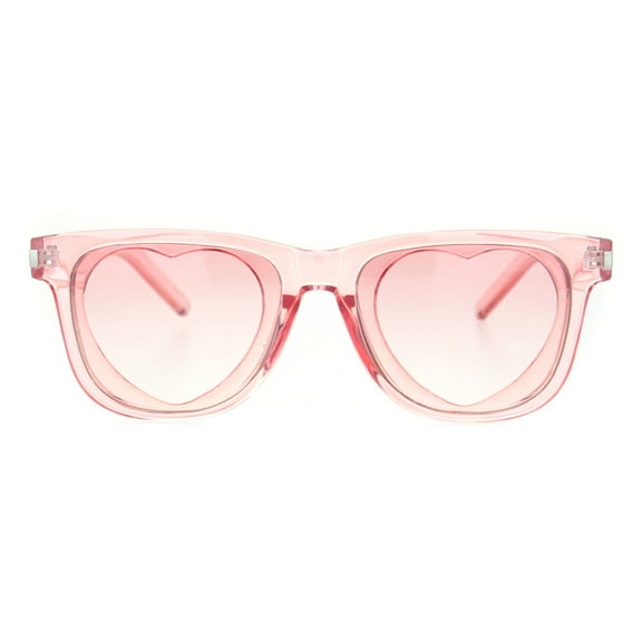 Unisex Heart Shape Cutout Lens Horn Rim Hipster Plastic Sunglasses Pink