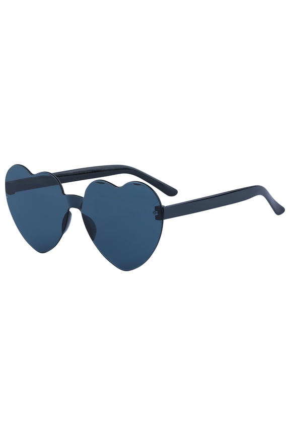 Unisex Heart Shape Rimless Sunglasses Translucent Gradient Color Trendy Versatile Sun Glasses Sunscreen UV Protection Dark Gray