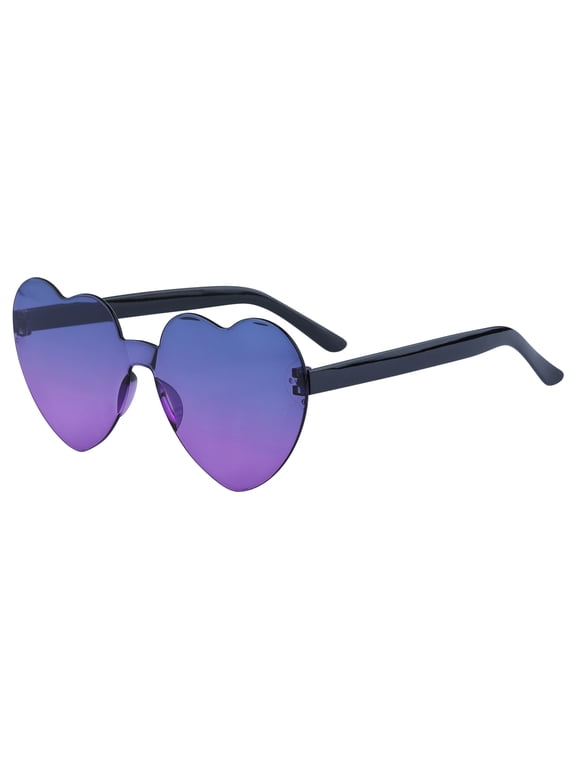 Unisex Heart Shape Rimless Sunglasses Translucent Gradient Color Trendy Versatile Sun Glasses Sunscreen UV Protection Gradient Gray Purple