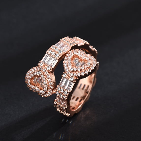 Unisex Heart Shaped Ring with Inlaid Zircon Copper Ring Irregular Design Fashion Ring Heart Ring Promise Ring Engagement Ring Wedding Band Ring