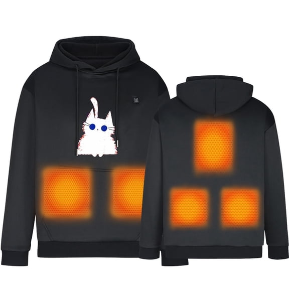Unisex Heated Hoodie Fast Warm Up 5 Heat Zones Usb Constant Temperature Warm Pullover Hoodie Long Sleeve Heated Tops Warming Sweatshirt Regular Fit Winter Outdoor Hoodies for Men