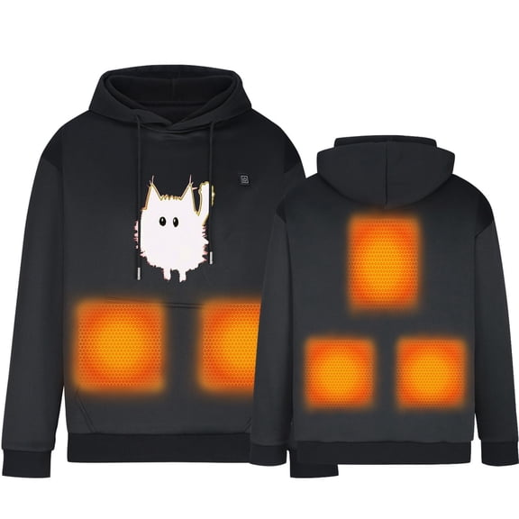 Unisex Heated Hoodie Fast Warm Up Usb Constant Temperature Warm 5 Heat Zones Pullover Hoodie Long Sleeve Heated Tops Winter Outdoor Warm Sweatshirt Regular Fit Mens Hoodies
