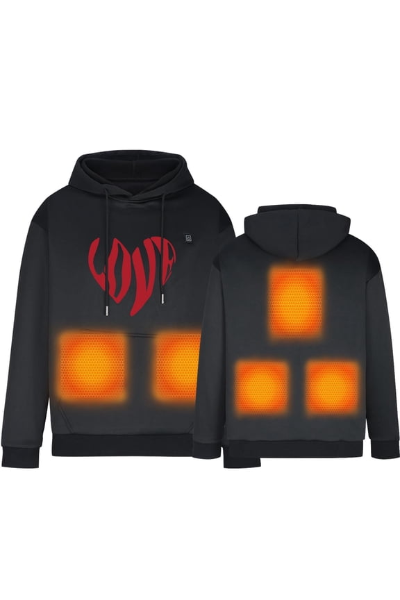 Unisex Heated Hoodie Fast Warm Up Usb Constant Temperature Warm 5 Heat Zones Pullover Hoodie Winter Outdoor Long Sleeve Heating Clothing Thermal Regular Fit Womens Hoodies Pullover