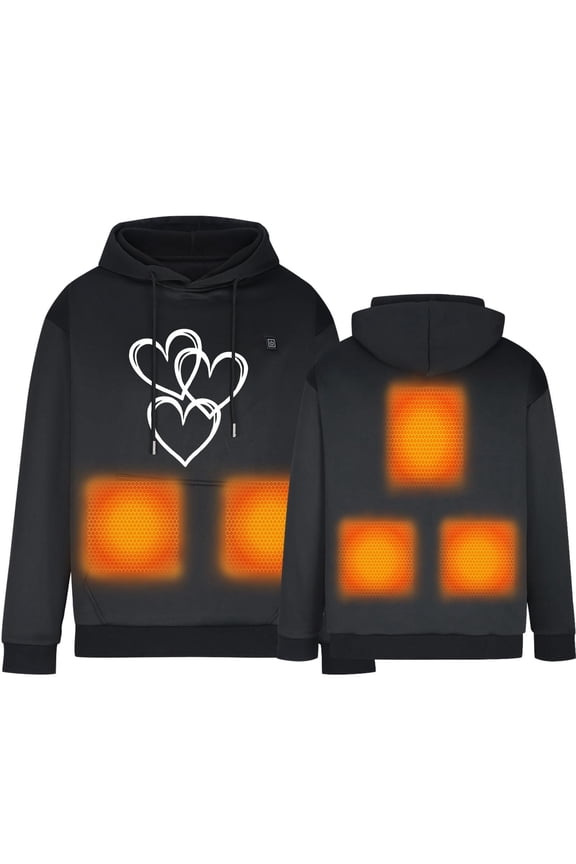 Unisex Heated Hoodie Fast Warm Up Usb Constant Temperature Warm 5 Heat Zones Pullover Hoodie Winter Outdoor Long Sleeve Heating Clothing Thermal Regular Fit men's Fashion Hoodies Sweatshirts