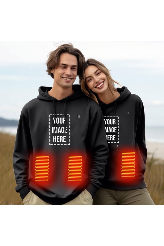 Unisex Heated Hoodie for Men Women Rechargeable Electric Heating Sweatshirts Pullover Long Sleeve Casual Insulated Hoodies Thermal Winter Coats Outerwear