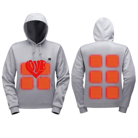 Unisex Heated Hoodie - USB Electric Thermal Sweatshirt, Fleece-Lined Warm Outdoor Winter Pullover (No Battery)
