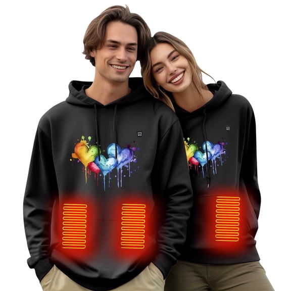 Unisex Heated Hoodie with USB Charging, Rechargeable and Washable Thermal Sweatshirt for Men and Women in Cold Weather