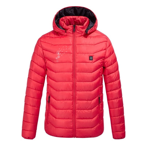 Unisex Heated Jacket 9 Heat Zones Fast Warm Up One Usb Smart Heating Puffer Jacket Zip Up Long Sleeve Hooded Jacket Lightweight Winter Outdoor Heated Jackets for Men