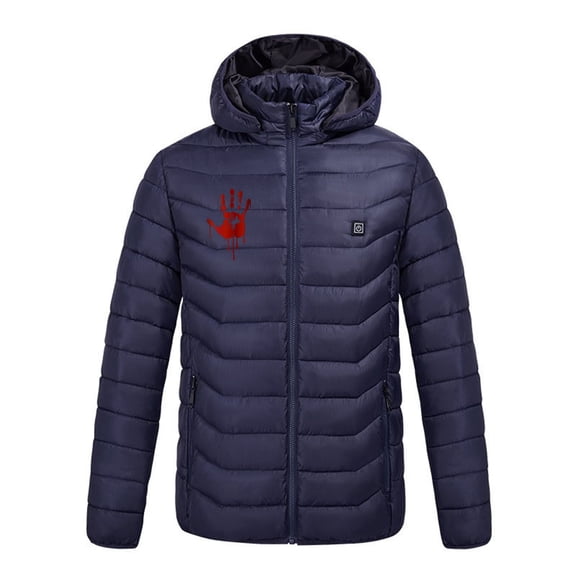 Unisex Heated Jacket 9 Heat Zones Fast Warm Up One Usb Smart Heating Puffer Jacket Zip Up Long Sleeve Hooded Jacket Lightweight Winter Outdoor Jackets for Women