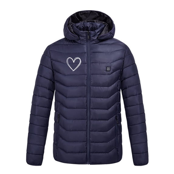 Unisex Heated Jacket 9 Heat Zones Fast Warm Up One Usb Smart Heating Puffer Jacket Zip Up Long Sleeve Hooded Jacket Lightweight Winter Outdoor Winter Jackets for Women