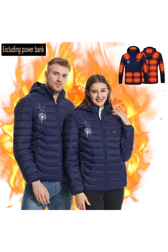 Unisex Heated Jacket, Up to 15 Hours Warmth, 21 Heat Zones Heated Coat for Men and Women Blue XXXXXXL