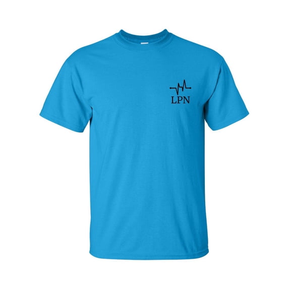 Unisex Heathcare LPN Heartbeat Small Left Crest Short Sleeve T-shirt-Sapphire-small