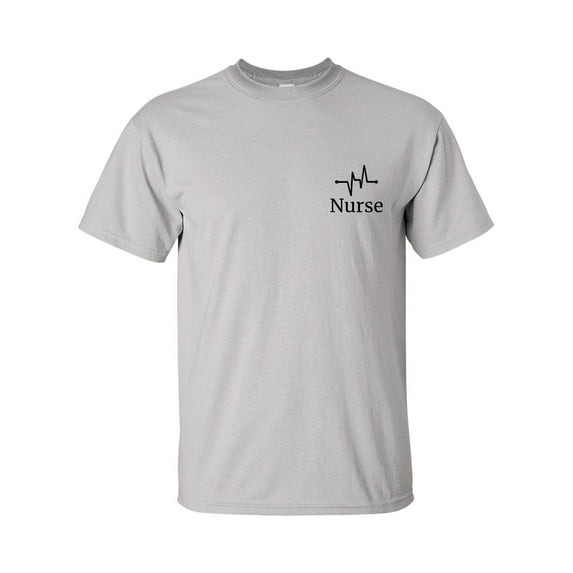 Unisex Heathcare Nurse Heartbeat Small Left Crest Short Sleeve T-shirt-Ice Grey-small