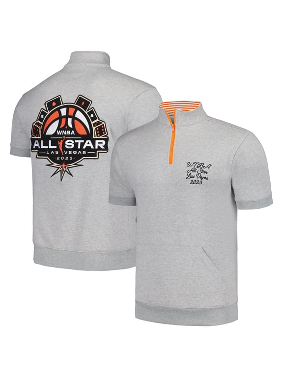 Unisex Heather Gray 2023 WNBA All-Star Game Fashion Half-Zip Short Sleeve Pullover Top