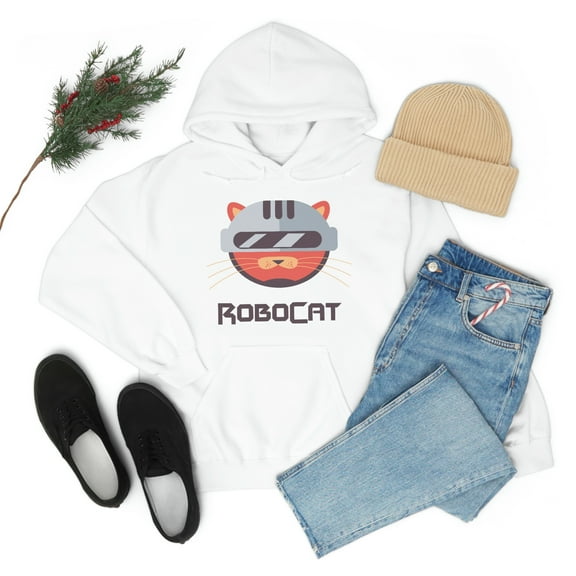 Unisex Heavy Blend™ Hooded Sweatshirt ROBOCAT is A robot resembling a cat