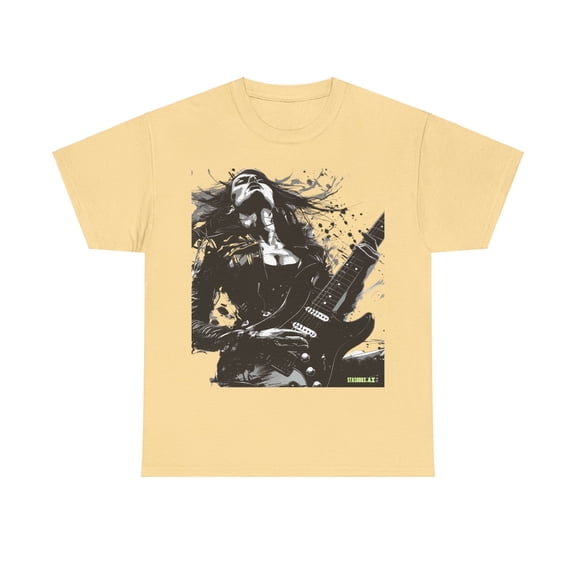 Unisex Heavy Cotton T-Shirt Girl Guitarist Rocking 001