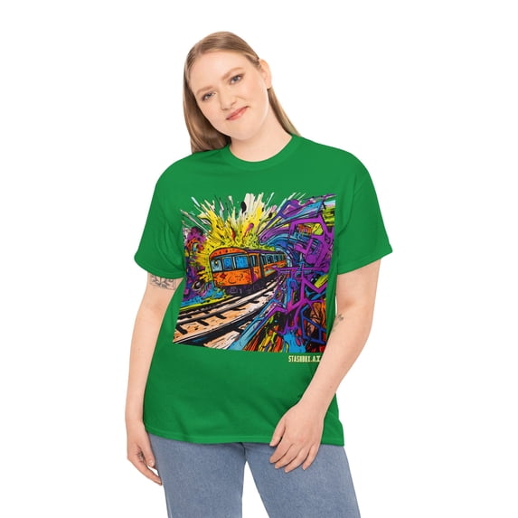 Unisex Heavy Cotton T-Shirt Insane Vibrant Color Train Off Track 018