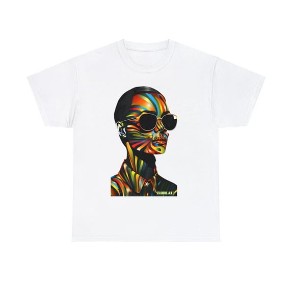 Unisex Heavy Cotton T-Shirt Rainbow Drawn Beautiful Woman 002