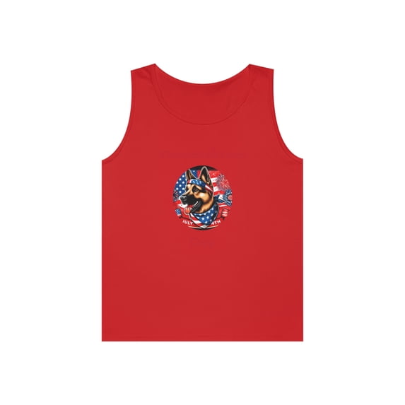 Unisex Heavy Cotton Tank Top July 4th German Shepherd
