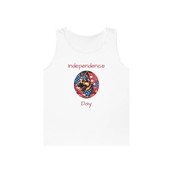 Unisex Heavy Cotton Tank Top July 4th German Shepherd
