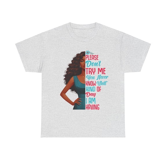 Glamour Queen Unisex Heavy Cotton Tee "Please Don't Try Me" with 'I Will Need Bail Money' Logo - Ash