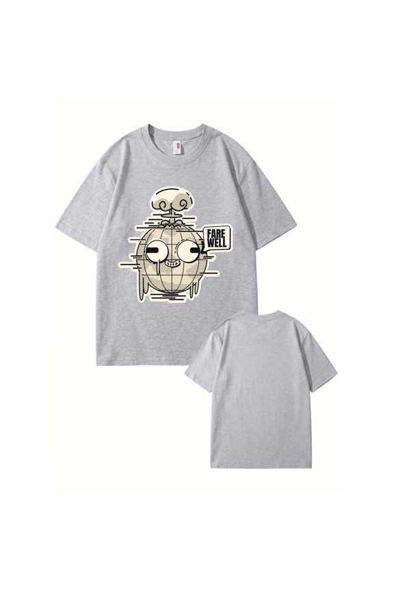Unisex Heavyweight 230GSM Cotton Graphic Tee - Vintage Distressed Planet Print Casual T-Shirt