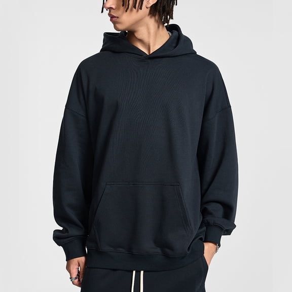 Unisex Heavyweight 400g Fleece Hoodie – Thick Terry Cloth Pullover Sweatshirt, Warm Fall Winter Hooded Sweatshirt for Men & Couples