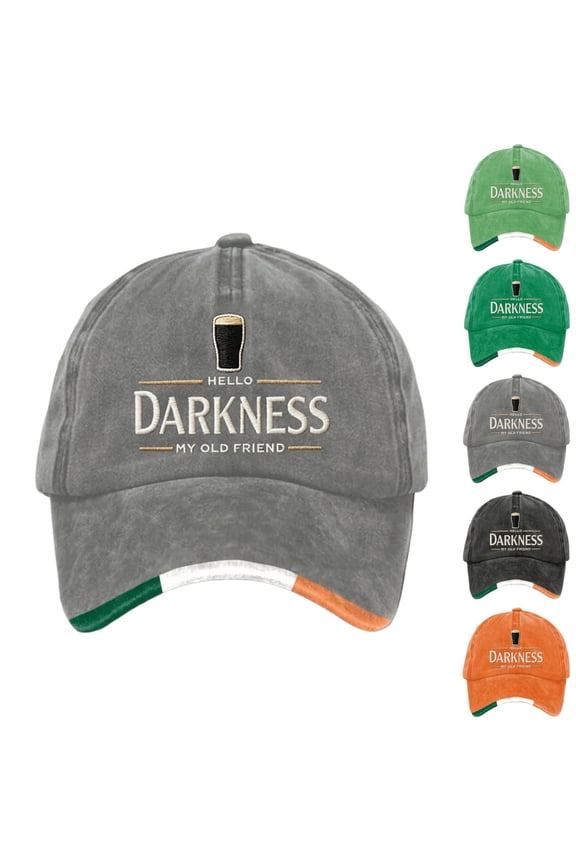 Unisex Hello Darkness My Old Friend Hat, St. Patrick's Day Irish Baseball Cap, Adjustable String, Gray