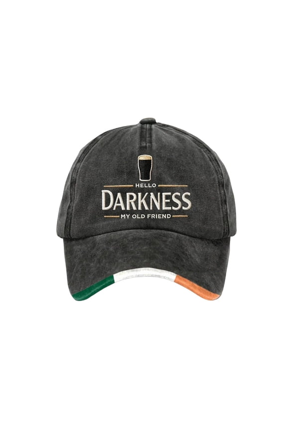 Unisex Hello Darkness My Old Friend Print Cap St. Patrick's Day Irish Hat Black Free Size