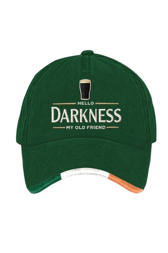 Unisex Hello Darkness My Old Friend Print Cap St. Patrick's Day Lucky Irish Hat Funny Drinking Beer Gifts