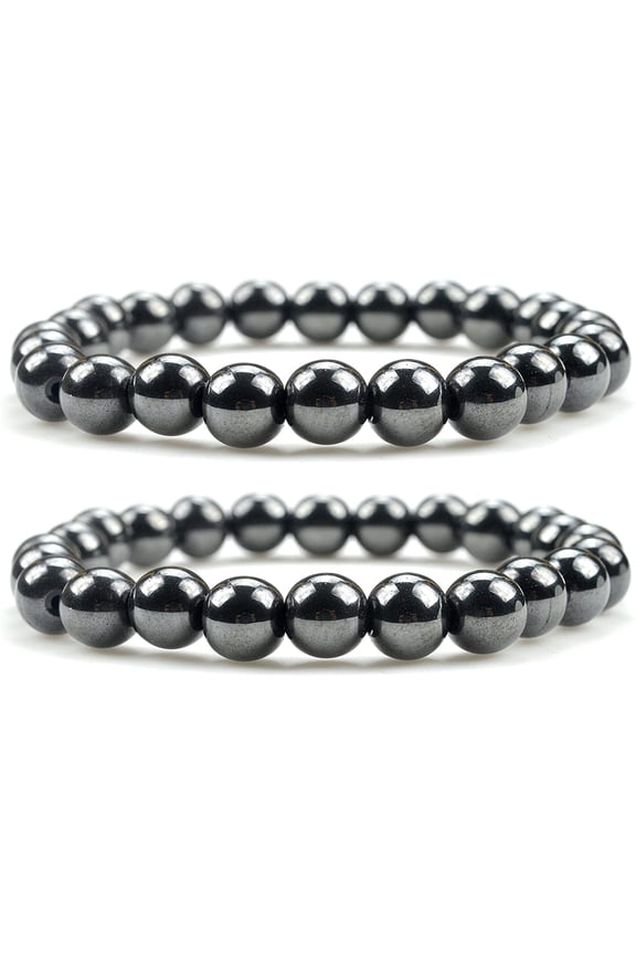 Unisex Hematite Therapy Bracelets Set of Two Bracelets Hematite Jewelry for Men & Women hb030-set