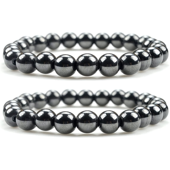 Unisex Hematite Therapy Bracelets Set of Two Bracelets Hematite Jewelry for Men & Women hb030-set
