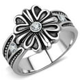 thumbnail image 1 of Unisex High Polished Stainless Steel Ring with Top Grade Crystal in Clear - Size 11, 1 of 1