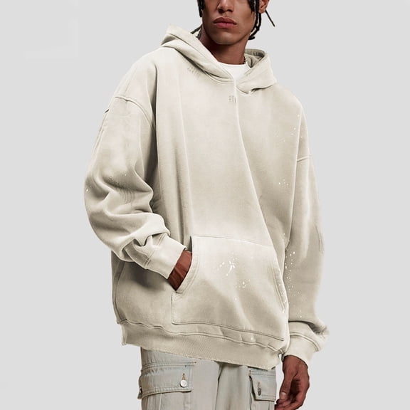 Unisex High-Street Loose-Fit Sweatshirt – Autumn Winter Fleece-Lined Pullover Hoodie with Distressed Monkey Design for Men & Women Couples