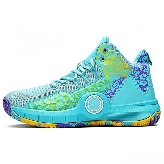 Unisex High-Top Basketball Shoes, Breathable Non-Slip Court Sneakers with Wear-Resistant Rubber Outsole