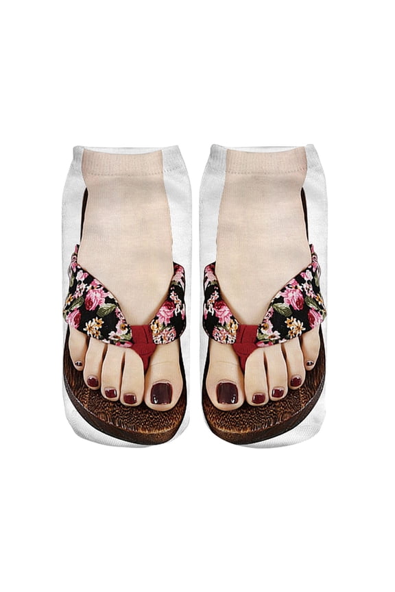 Unisex Hip Hop Socks Funny Pattern Print Hidden compression socks for women Red M